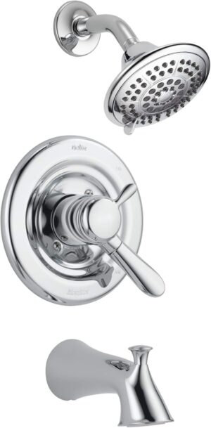 Delta Faucet Lahara 17 Series Dual-Function Tub and Shower Trim Kit with 5-Spray Touch-Clean Shower Head, Chrome T17438 (Valve Not Included)
