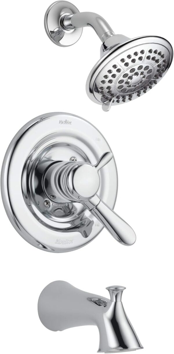 Delta Faucet Lahara 17 Series Dual-Function Tub and Shower Trim Kit with 5-Spray Touch-Clean Shower Head, Chrome T17438 (Valve Not Included)