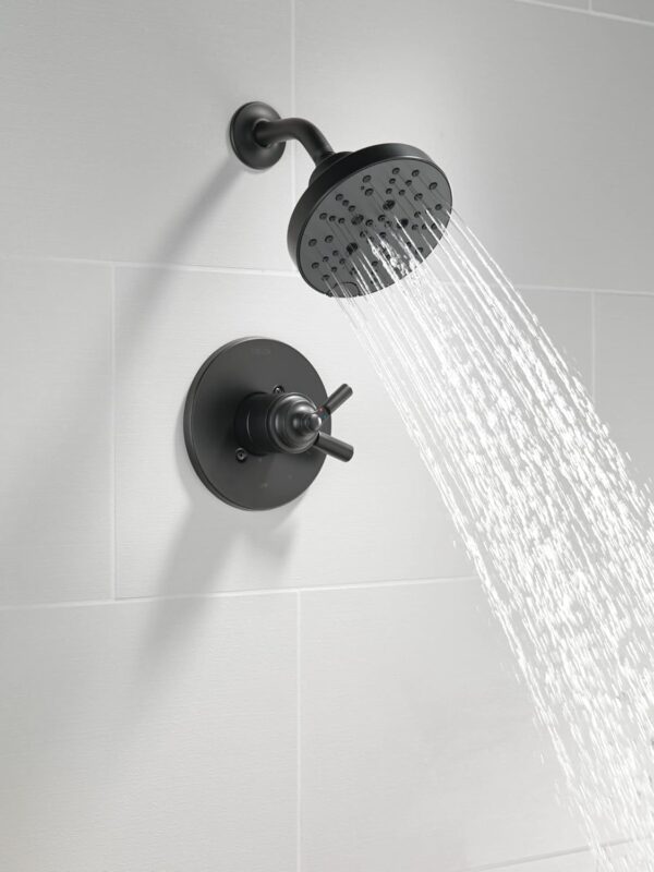 Delta Faucet Saylor 17 Series Black Shower Valve Trim Kit with H2Okinetic Shower Head, Delta Shower System, Shower Faucet Set, Shower Head and Handle Set, Matte Black T17235-BL (Valve Not Included)