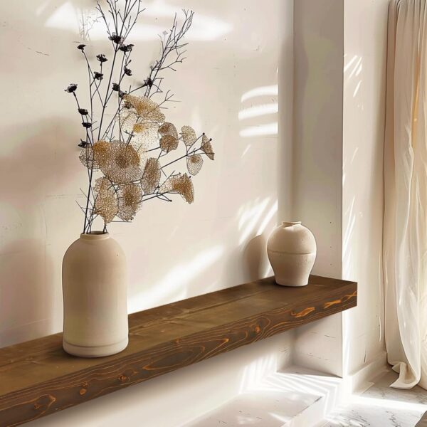 Fireplace Mantel Handmade, 3'' Thick Wall Decor Long Floating Shelf, 72inch Rustic Wood Shelf with Invisible Brackets, Brown