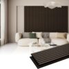 Wood Slat Panels for Wall and Ceiling 3D Wall Panels Wood Grain Acoustic Panels for Home Decor and Noise Reduction (Black oak/2pcs)