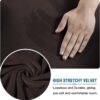 H.VERSAILTEX Modern Velvet Plush 4 Piece High Stretch Sofa Slipcover Cover Form Fit Luxury Thick Velvet Extra Large Sofa Cover for 3 Cushion Couch Width Up to 97 Inch (XL Sofa, Brown)