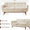 Kingfun 65.2" W Loveseat Sofa, Mid Century Modern Decor Love Seat Couches for Living Room, Button Tufted Upholstered Furniture, Solid & Easy to Install Small Couch for Bedroom Office Apartment, Beige