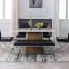 EALSON Modern Tufted Dining Chairs with Bench Set of 5 Leather Upholstered Dining Room Chairs with Chrome Metal Legs Mid Century Kitchen Chairs Armless Side Chair for Dining/Living Room, Black
