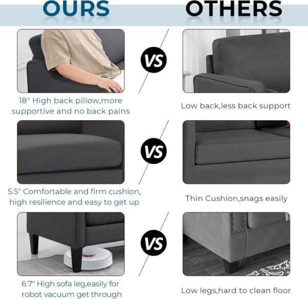 VINGLI Loveseat 53" Small Couch Loveseat Sofas for Living Room Mid Century Modern Sofa Couch Dark Gery Love Seat Couches with Scooped Arms for Small Spaces, Bedroom, Apartment, Studio