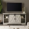 Walker Edison Richmond Modern Farmhouse Sliding Barn Door TV Stand for TVs up to 65 Inches, 58 Inch, Stone Grey