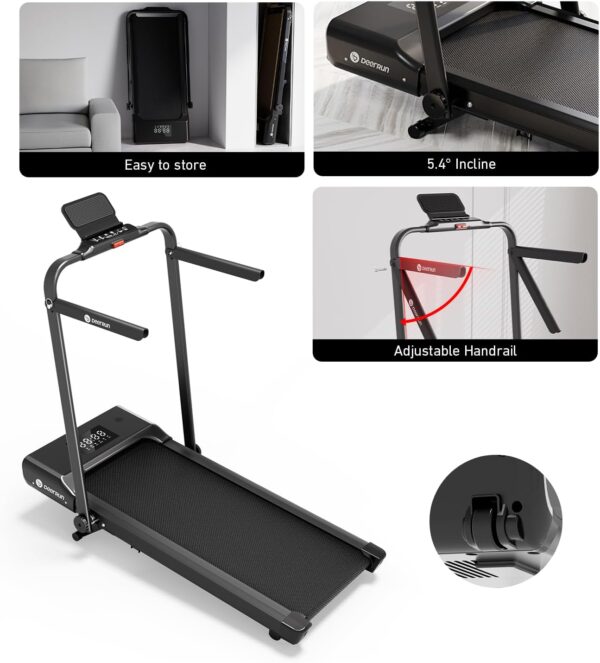 DeerRun 3 in 1 Folding Treadmills for Home, 3.0HP Powerful and Quiet Under Desk Treadmill, 300 lbs Capacity Foldable Walking Pad Treadmill with Remote Control and Space Saving, Free Installation