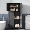 Cozy Castle Kitchen Pantry Cabinet with Soft Doors and Adjustable Shelves 68.5", Freestanding Cupboard for Dining Room Living Room Bathroom Linen & Laundry Black
