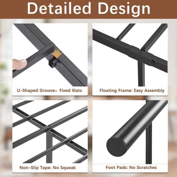 VECELO Metal Platform Queen Size Bed Frame with Wooden Headboard,Sturdy Steel Slats Support/Matress Foudation/No Box Spring Needed(Minimalist)