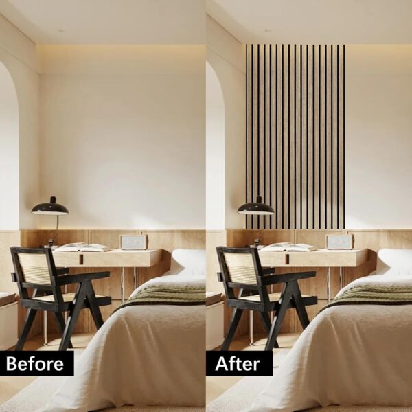 Wood Slat Wall Panels - 2 PCS Walnut Wood Veneer Acoustic Panels - 12.6" W x 94.5" L