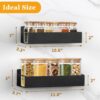 Kitchen Spice Rack: 2 Packs Black Adhesive Wall Mount - 11.8" Large Hanging Storage Organizer Cabinet Without Drilling for Smooth Wall - Work Room Bathroom Shelves