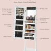 SONGMICS Mirror Jewelry Cabinet Standing Armoire Organizer, Jewelry Storage with Full-Length Frameless LED Lights, Built-in Makeup Mirror, 2 Drawers, Lockable, White UJJC023W01