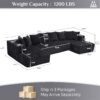 131" Modular Sectional Couch, Luxury Black Sectional Couches for Living Room, Comfy Corduroy Couch Sofa with Chaise Lounge, Free Combination Sleeper Sofa with Memory Foam, Black
