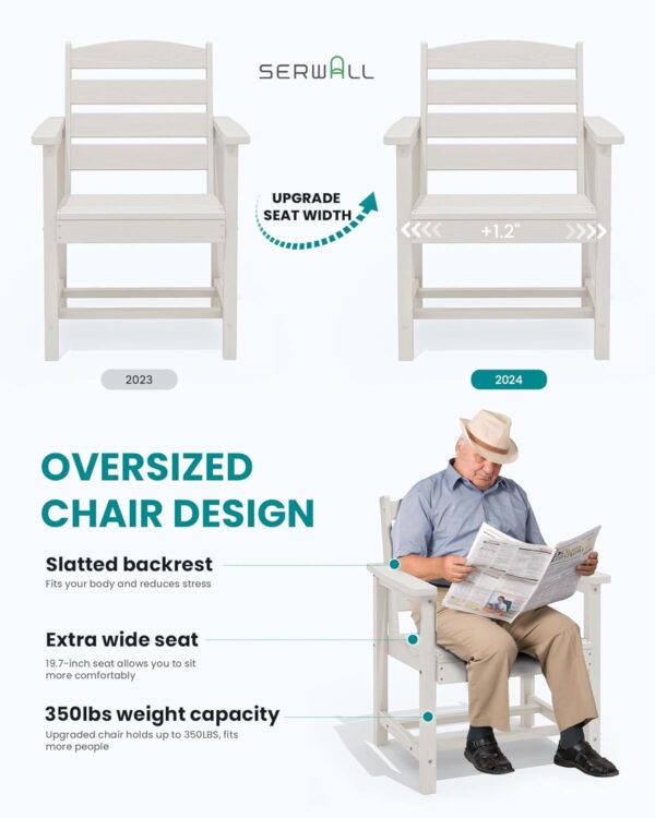 71zIQ9EP6BL._AC_SL1500_.jpg SERWALL 7-Piece Patio Dining Table Sets, Outdoor HDPE Dining Furniture Set with Umbrella Hole Cut-Out Table and 6 Chairs, White