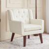 71zfZYjL-nL._AC_SL1500_.jpg Accent Chair Button-Tufted Upholstered Living Room Chairs Comfy Reading Chair Mid Century Modern Chair with Linen Fabric Lounge Arm Chairs for Living Room Bedroom (Beige Set of 2)