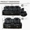 Leather Power Recliner Sofa Set with LED, Living Room Furniture Set, Leather Sofa Set with USB Port Storage Console Cup Holder (Leather Sofa and Loveseat Set, Black)