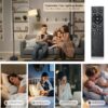 Arc Floor Lamp with Remote, Modern Standing Lamp for Living Room with Stepless Dimmable Bulb, Drum Shade, Foot Switch, Tall Floor Lamp for Farmhouse Bedroom Night Stand (Black)