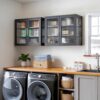 Black Glass Display Wall Storage Cabinet,Bathroom Wall Cabinet,Wall Mounted Cabinet, Floating Cabinet with Adjustable Shelves for Kitchen,Dining Room,Laundry