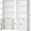 IRONCK Industrial Bookshelves and Bookcases with Doors 11.8 in Depth Set of 2 Floor Standing 5 Shelf Display Storage Shelves Bookcase Home Decor Furniture for Home, Office, Living Room, Bedroom