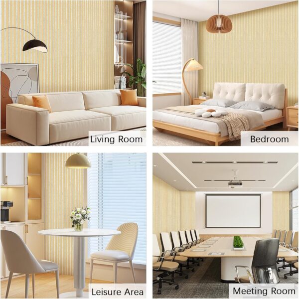 Wood Slat Wall Panels, 2 Pack Wood Panels for Wall, 94.5"×12.6" Decorative Acoustic Panels for Interior Wall, 3D Soundproof Panels for Ceiling, Living Room, Bedroom, Offices, White Oak