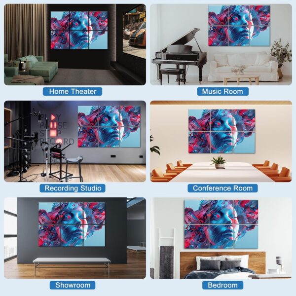 6 Pack Art Acoustic Panels Sound Proof Foam for Walls, 72X48 Inches Decorative Sound Absorbing Panels for Bedroom, Adhesive Included, Statues