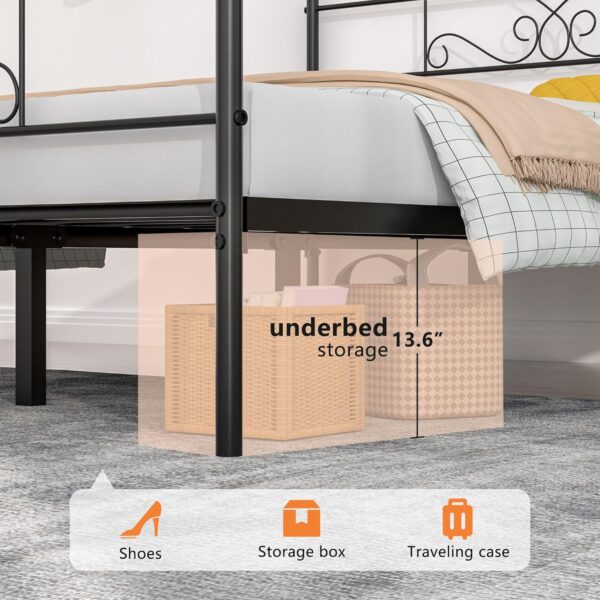 VECELO Queen Size Bed Frame with Headboard and Footboard,Metal Platform Mattress Foundation, No Box Spring Needed,Non-Slip, Easy Assembly, Black