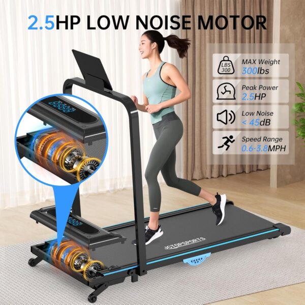 Foldable Walking Pad 2 in 1 Portable Treadmill for Home, 2.5HP Under Desk Treadmill, Remote Control Walking Pad Max Speed 3.8 MPH, Max Weight 300 lbs, Incline, Compact, LED Display