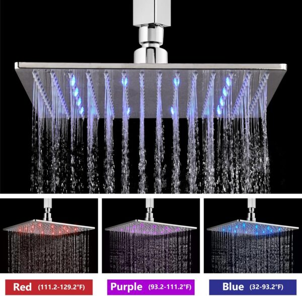 Aolemi Ceiling Mount Shower Faucet Set with Handheld Spray High Pressure Shower Faucets Sets Complete Rough-in Valve and Shower Trim Kit System Included Rainfall Polish Chrome 12 Inch LED Shower Head