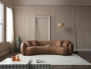 Luxury Unique Half Moon Shaped Oversized Curved Sofa, 5 Seater Boucle Fabric Cloud Couch with Throw Pillows, Comfy Upholstered Sofas&Couch Sofacama for Living Room, Bedroom, Office, Apartment