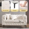 Morden Fort Button Tufted Faux Leather Modern Luxury Couch, 3 Seater Sofa with Deep Seats Couches for Living Room, Office, Apartment, White