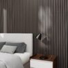 Wood Slat Panels for Wall and Ceiling 3D Wall Panels Wood Grain Acoustic Panels for Home Decor and Noise Reduction (Black oak/2pcs)