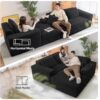 Claiks 110" Cloud Sectional Couch with Chaise Lounge, Modern Modular L-Shape Corduroy Couch Deep Seat, Upholstered Couches for Living Room Bedroom, No Assembly Required, Black Left Facing Chaise