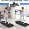 ANCHEER Walking Pad Treadmill with Incline&Adjustable Height,4 in 1 Under Desk Treadmills with Removable Desk Workstation,Foldable Treadmill for Home 300lbs Max,3 Type Control,Installation-Free