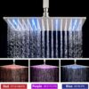 Aolemi Ceiling Mount Shower Faucet Set with Handheld Spray High Pressure Shower Faucets Sets Complete Rough-in Valve and Shower Trim Kit System Included Rainfall Brushed Nickel 16 Inch LED Shower Head