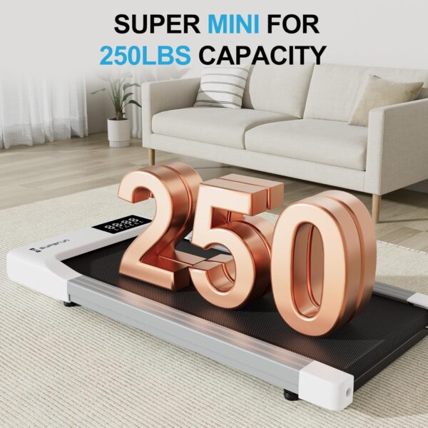 SupeRun Walking Pad, Under Desk Treadmills for Home and Office Small Space, 2.5 HP Portable Mini Jogging Machine with APP and Remote Control and LED Display, 300 Lbs Capacity
