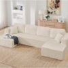 123" Cloud Sectional Couch with U-Shape Chaise,Modern Modular Sofa with Deep Seat, Upholstered Couches for Living Room Bedroom,No Assembly Required Beige (3, Beige)