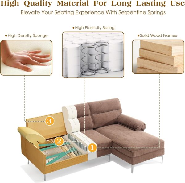 Hanherry 85" Sectional Sofa for Living Room, L Shape Couch Convertible 3 Seater Comfy Cpuch, Modern Chenille Fabric Couch with Reversible Chaise & Fluffy Armrests for Apartment, Small Space