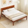 Giantex Queen Wood Platform Bed Frame with Headboard, Mid Century Queen Bed Frame with Wood Slat Support, Solid Wood Foundation with 16" Under Bed Storage, No Box Spring Needed, Easy Assembly