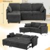 84" Fabric Pull Out Sofa Bed w/Adjustable Backrest, L-Shape Modern Sleeper Sofa w/Reversible Chaise, Upholstered Sectional Couch w/USB Port and Side Pockets for Living Room, House, Grey