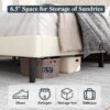 Queen Size Bed Frame with Diamond Tufted Headboard, Velvet Upholstered Platform Bed and Wooden Slat Support, Noise-Free, No Box Spring Needed, Easy Assembly, Beige