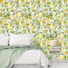 VEELIKE Lemon Peel and Stick Wallpaper Floral 17.7''x118'' Removable Self Adhesive Decorative Fresh Citrus Leaf Prints Floral Wallpaper Vinyl for Nursery Bedroom Kitchen Walls Cabinets Shelf Liners