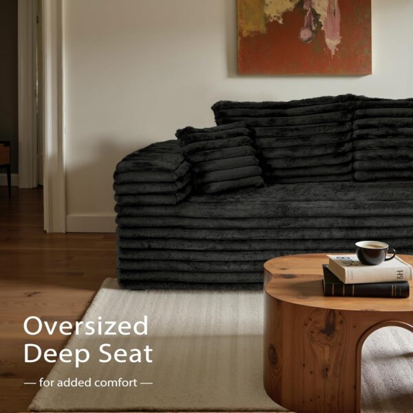 Cloud Sectional Couch with L-Shape Chaise,Modern Modular Sofa with Deep Seat, Upholstered Couches with Right Facing Chaise for Living Room Bedroom, No Assembly Required, Black (Plush Corduroy Fabric)