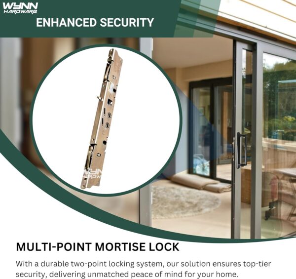 Amesbury Truth Dual Point 9-15/16" Mortise Lock (No FacePlate) with Anti-Slam Pin for Sliding Patio Glass Door Locking Mechanism Replacement | Fix and Repair Door Hardware Lock Set - Alloy Steel