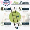 Blanket Ladder for Living Room and Bedroom, 5ft 8 inch, 6-Tier Wall Leaning Laminate Snag Free Construction (Rustic Hickory) Rustic Decorative Farmhouse Blanket Storage, Quilt Rack, Ladder Shelf