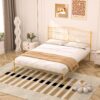 VECELO Queen Size Bed Frame, Gold Metal Bed Platform with Headboard, Sturdy Steel Slats Support, No Box Spring Needed/Noise-Free,Easy Assembly, Black