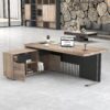 63 Inch L Shaped Executive Office Desk with 2 Drawers, Modern Home Office Desk with File Cabinet, Business Furniture w/Stand Under Desk Storage Organizer with 4 Wheels