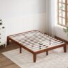 Giantex 14 Inch Queen Wood Platform Bed Frame, Minimalist Style Mattress Foundation with Solid Rubber Wood, Heavy Duty Wood Slat Support, Without Headboard, Easy Assembly, No Box Spring Needed, Walnut