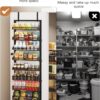 8-Tier Over the Door Pantry Organizer, Large Metal Door Spice Rack with Adjustable Basket, 2 in 1 Wall Mount or Hanging Heavy-Duty Pantry Door Storage Shelf for Kitchen and Bathroom, Black