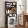 Shintenchi Over The Toilet Storage Cabinet, Bathroom Storage Cabient with Sliding Doors, Bathroom Storage Shelf Organizer with Adjustable Shelf and Anti-Tip Device, Walunt
