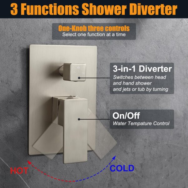 Enga Full Body Shower System with Body Sprays Jets, 12 Inch Rain Shower Wall Mounted, All Metal Multiple Shower Head System, Contain Rough-in Shower Valve, Brushed Nickel
